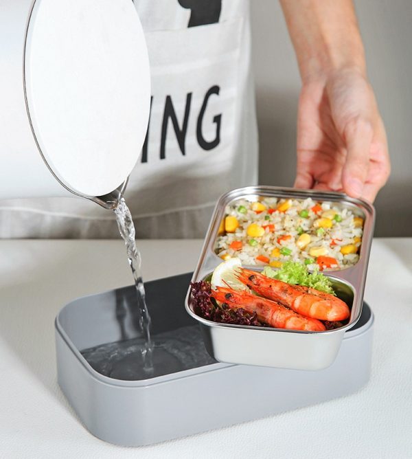 2 Tier Stainless Steel Leak-Proof Bento Lunch Box 1400ml