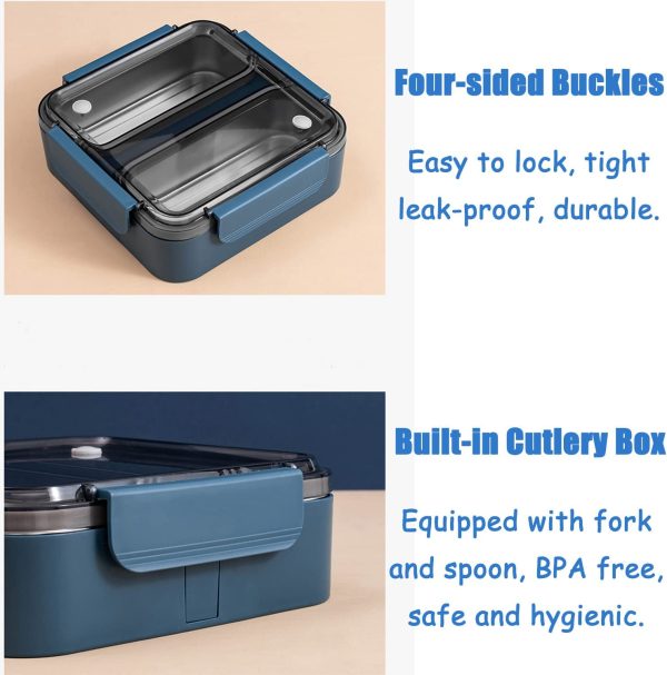 2 compartment Stainless Steel Leak-Proof Bento Lunch Box 1000ml