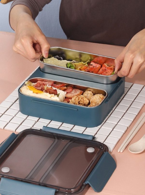 2 compartment Stainless Steel Leak-Proof Bento Lunch Box 1000ml