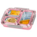 3 Compartments Stainless Steel Leak-Proof Bento Lunch Box 1200ml - Pink